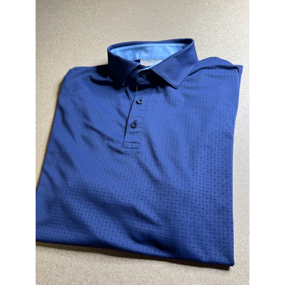 KJUS Mens Comfort Fit Golf Polo Shirt Navy Blue Textured Short Sleeve Size 54 XL
